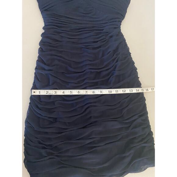 Vintage Cache Y2K Navy Beaded Scoop Neck Chiffon Bodycon Mini Dress 6 - Picture 7 of 9